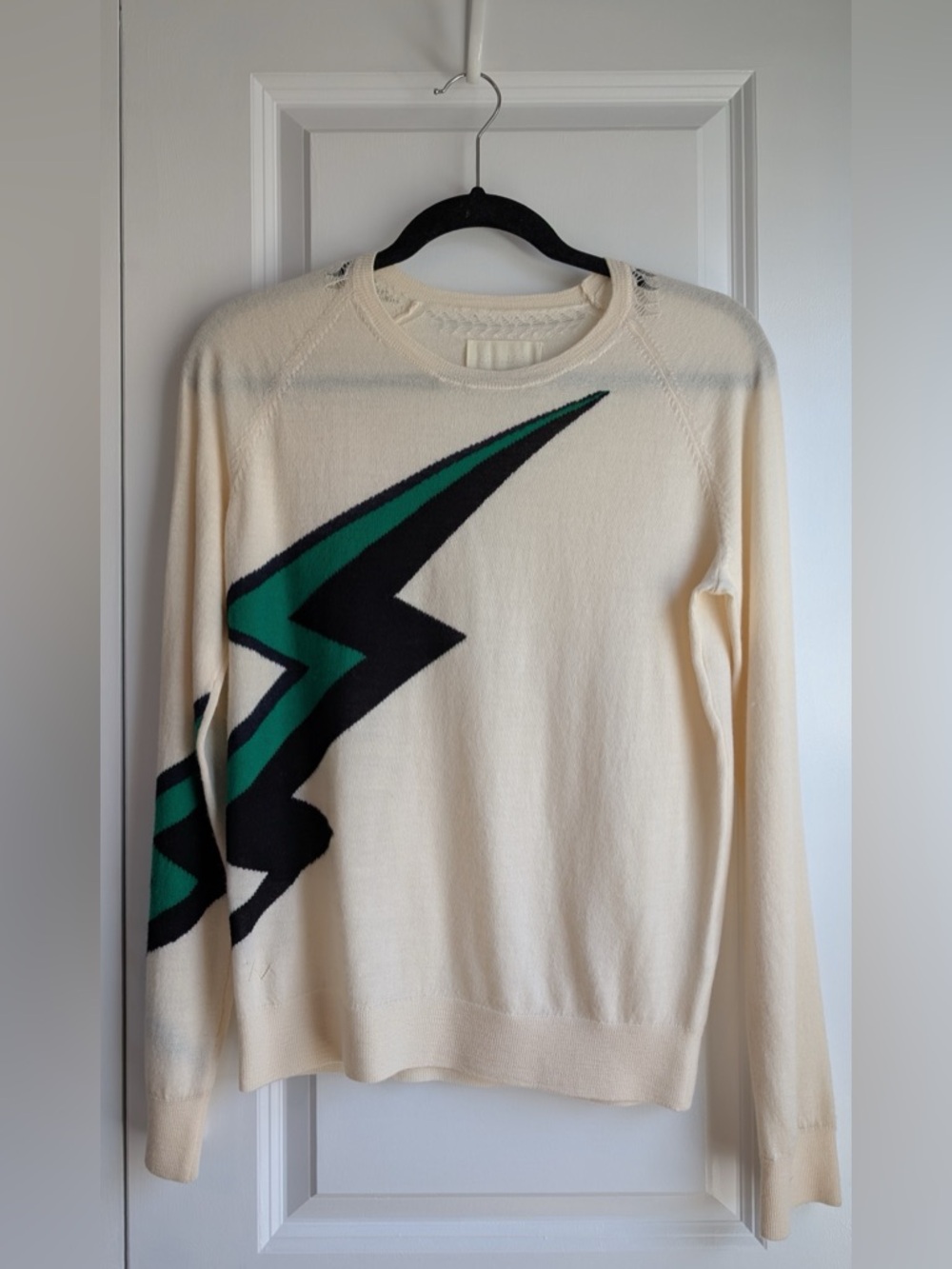 ZADIG & VOLTAIRE Women’s Lightning Bolt Wool Sweater Cream Green Size Small